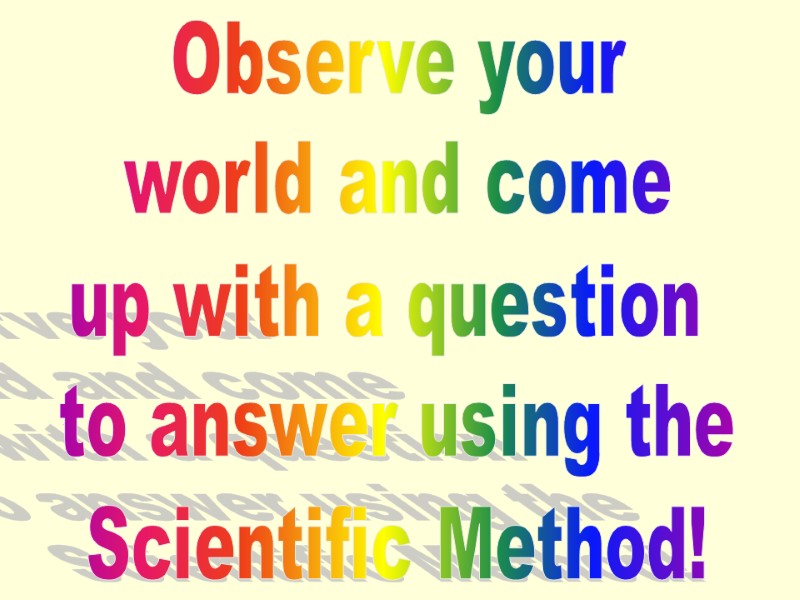 Observe your world and come up with a question  to answer using the